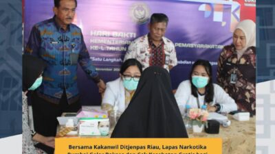 Bersama Kakanwil Ditjenpas Riau, Lapas Narkotika Rumbai Gelar Baksos dan Cek Kesehatan Gratis bagi Keluarga Warga Binaan dalam Rangka Hari Bhakti Imigrasi dan Pemasyarakatan 2025