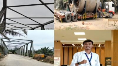 Nyaris Mobil Truck Seberat 60ton, hampir merobohkan jembatan, SPP Dan Masyarakat Tuntut Pihak perusahaan Memperbaiki kerusakan.